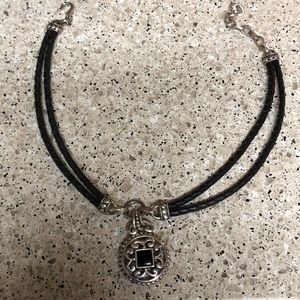 Brighton 16” leather and silver necklace
